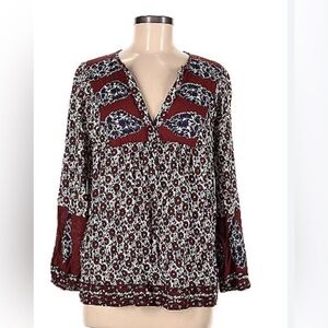 Lucky Brand Women Colorful Top Long Sleeve Blouse Boho Size M Casual